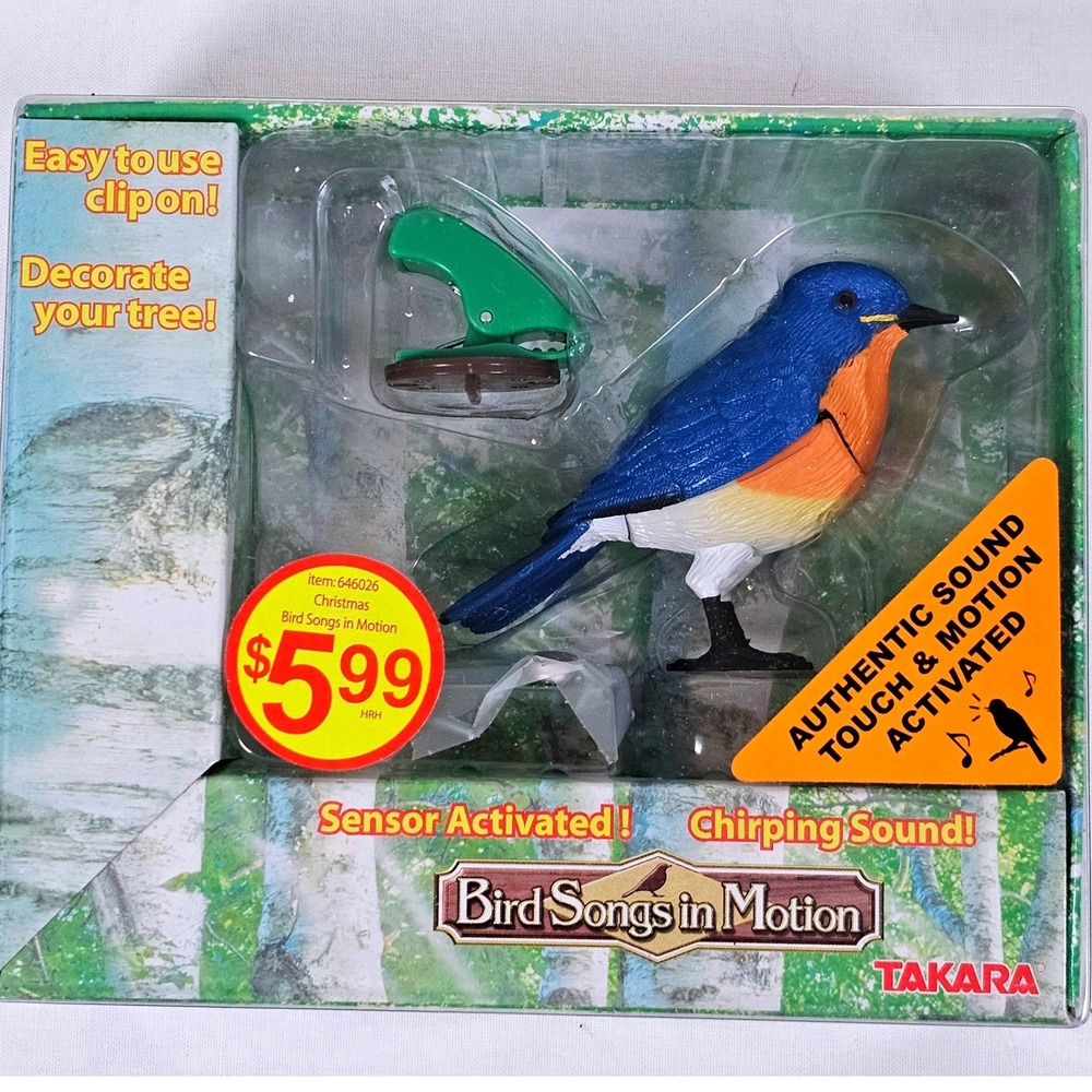 Takara Bird Songs in Motion Bluebird Christmas Ornament 10000 Motion Sound 2006